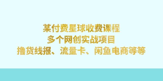 某付费星球课程：多个网创实战项目，撸货线报、流量卡、闲鱼电商等等 - 福利搜 - 阿里云盘夸克网盘搜索神器 蓝奏云搜索| 网盘搜索引擎-福利搜