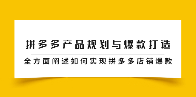 拼多多产品规划与爆款打造，全方面阐述如何实现拼多多店铺爆款 - 福利搜 - 阿里云盘夸克网盘搜索神器 蓝奏云搜索| 网盘搜索引擎-福利搜