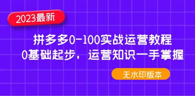 2023拼多多0-100实战运营教程，0基础起步，运营知识一手掌握（无水印） - 福利搜 - 阿里云盘夸克网盘搜索神器 蓝奏云搜索| 网盘搜索引擎-福利搜