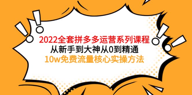 2022全套拼多多运营课程，从新手到大神从0到精通，10w免费流量核心实操方法 - 福利搜 - 阿里云盘夸克网盘搜索神器 蓝奏云搜索| 网盘搜索引擎-福利搜