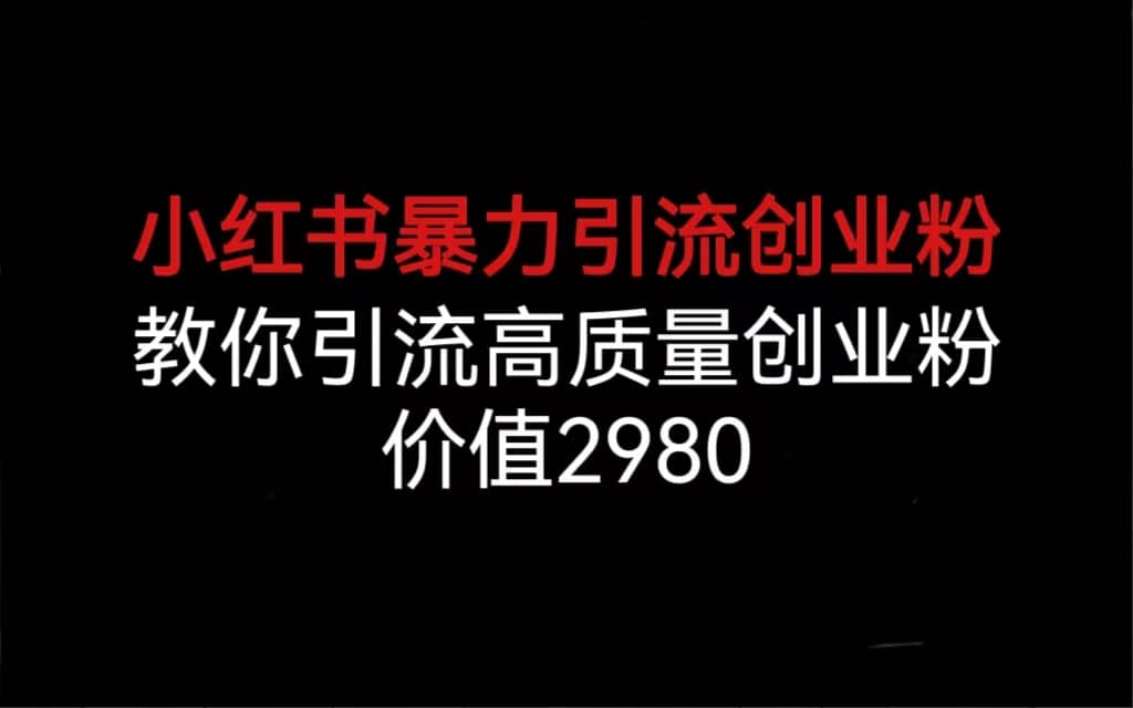 小红书暴力引流创业粉，教你引流高质量创业粉，价值2980 - 福利搜 - 阿里云盘夸克网盘搜索神器 蓝奏云搜索| 网盘搜索引擎-福利搜