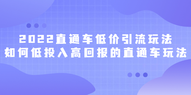 2022直通车低价引流玩法，教大家如何低投入高回报的直通车玩法 - 福利搜 - 阿里云盘夸克网盘搜索神器 蓝奏云搜索| 网盘搜索引擎-福利搜