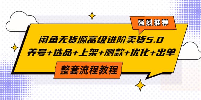 闲鱼无货源高级进阶卖货5.0，养号+选品+上架+测款+优化+出单整套流程教程 - 福利搜 - 阿里云盘夸克网盘搜索神器 蓝奏云搜索| 网盘搜索引擎-福利搜