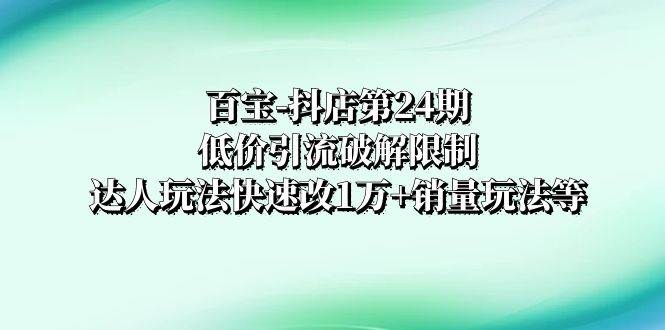 百宝-抖店第24期：低价引流破解限制，达人玩法快速改1万+销量玩法等 - 福利搜 - 阿里云盘夸克网盘搜索神器 蓝奏云搜索| 网盘搜索引擎-福利搜