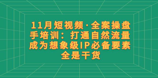 11月短视频·全案操盘手培训：打通自然流量 成为想象级IP必备要素 全是干货 - 福利搜 - 阿里云盘夸克网盘搜索神器 蓝奏云搜索| 网盘搜索引擎-福利搜