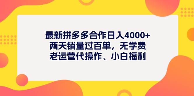 最新拼多多项目日入4000+两天销量过百单，无学费、老运营代操作、小白福利 - 福利搜 - 阿里云盘夸克网盘搜索神器 蓝奏云搜索| 网盘搜索引擎-福利搜