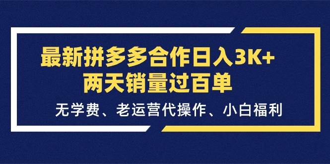 最新拼多多合作日入3K+两天销量过百单，无学费、老运营代操作、小白福利 - 福利搜 - 阿里云盘夸克网盘搜索神器 蓝奏云搜索| 网盘搜索引擎-福利搜