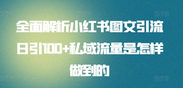 日引流100私域流量小红书图文是怎样做到的全面解析 - 福利搜 - 阿里云盘夸克网盘搜索神器 蓝奏云搜索| 网盘搜索引擎-福利搜